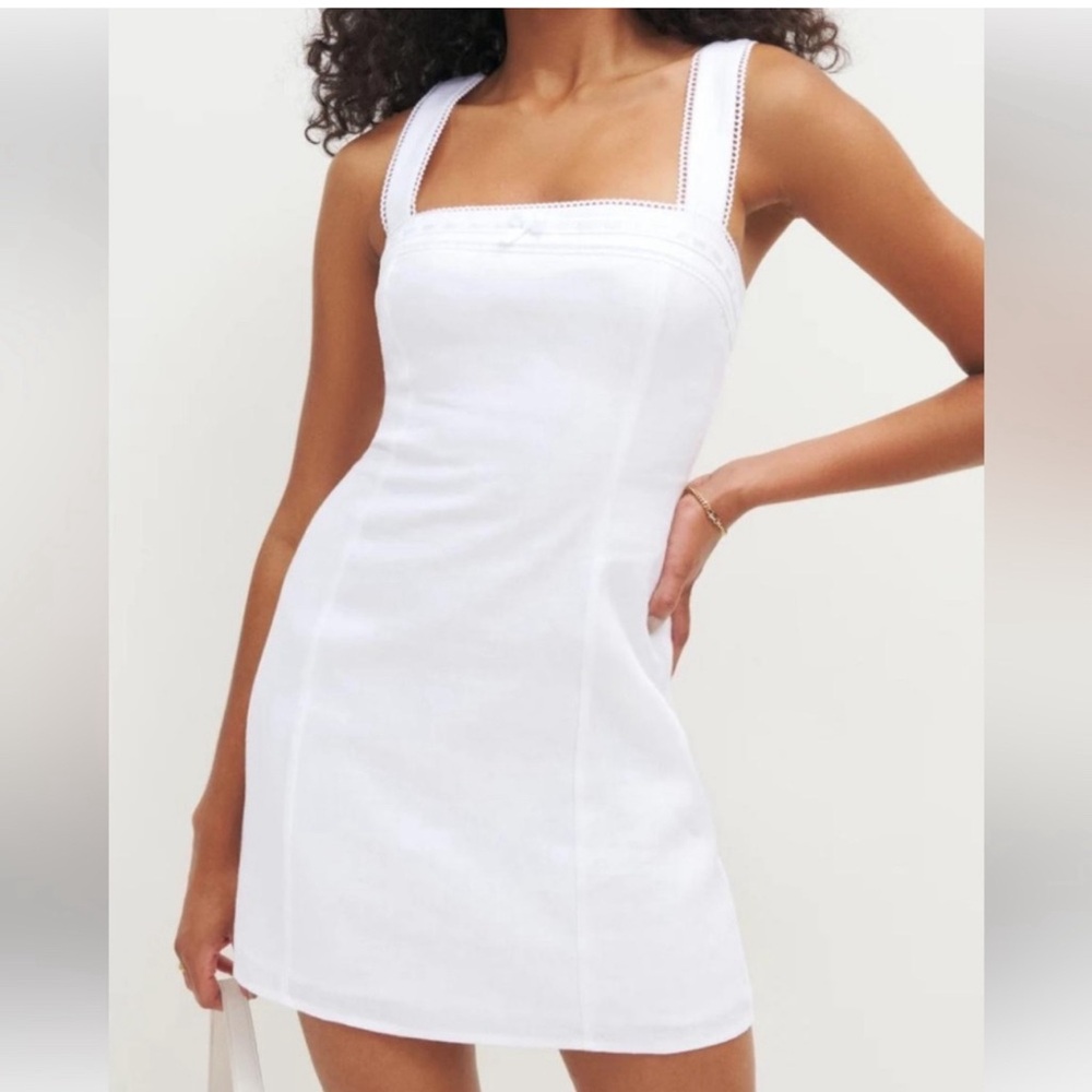 Reformation Elana White Linen Dress